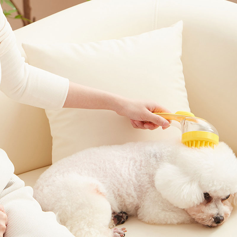 🛁🐾 Pet Bath Brush with Soap Dispenser – Long Handle, No Bending, Soft & Efficient, Easy Bath at Home 🧼✨