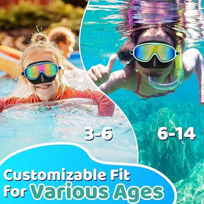 🏊 SUMMER SALE! 🌊 Kids Anti-Choke Swim Goggles with Nose Cover 🐬 Anti-Fog, Leak-Proof & Comfortable Fit