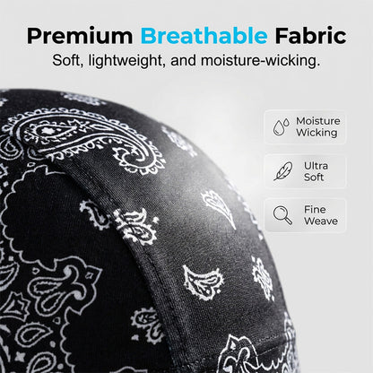 Paisley Cooling Headscarf Cap Set, Motorcycle Pirate Head Wrap Safety Helmet Liner, Elastic Fit Hand Washable Multifunctional Outdoor Headwear for Athletes & Outdoor Enthusiasts