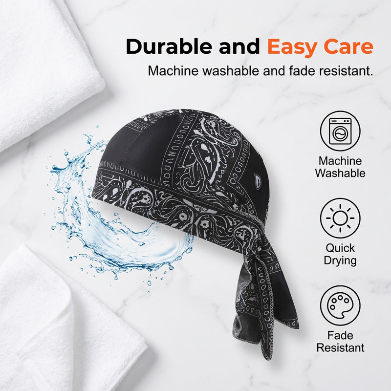 Paisley Cooling Headscarf Cap Set, Motorcycle Pirate Head Wrap Safety Helmet Liner, Elastic Fit Hand Washable Multifunctional Outdoor Headwear for Athletes & Outdoor Enthusiasts