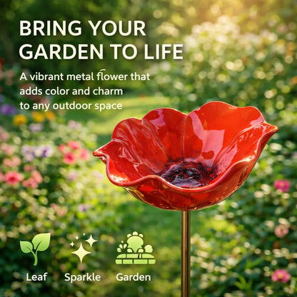 🌺Handmade Metal Flower Garden Stake🐦