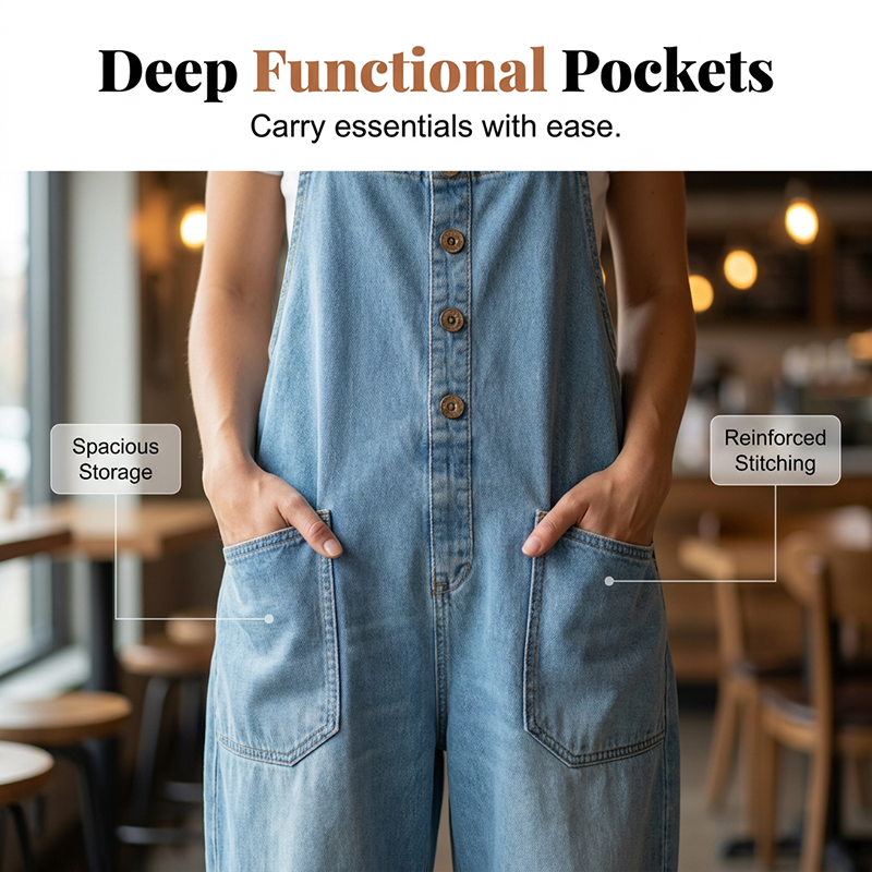 Trending Now👖 Baggy Denim Overalls with Adjustable Straps – Relaxed Fit & Deep Pockets for Everyday Comfort