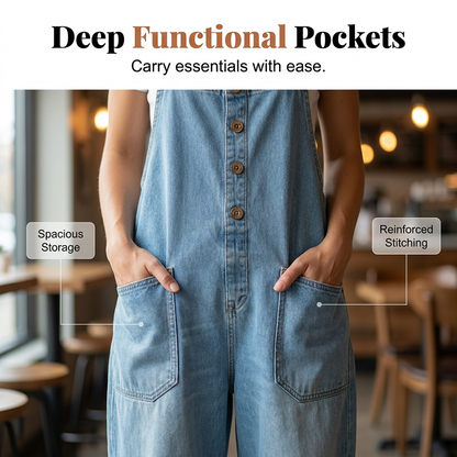 Trending Now👖 Baggy Denim Overalls with Adjustable Straps – Relaxed Fit & Deep Pockets for Everyday Comfort