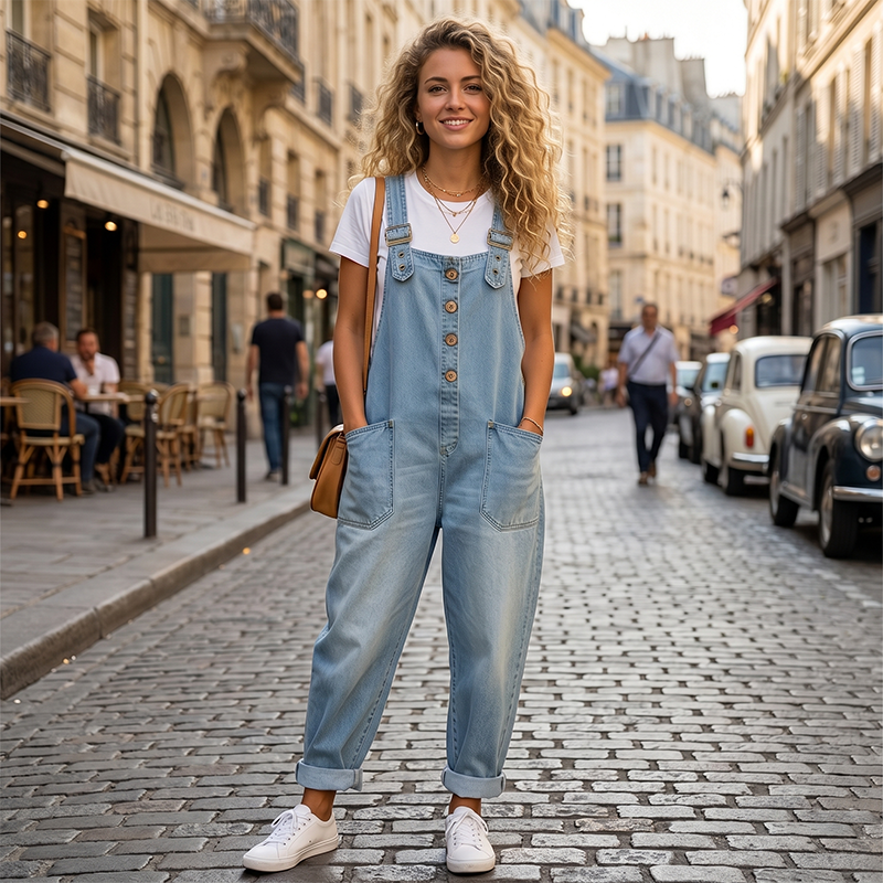 Trending Now👖 Baggy Denim Overalls with Adjustable Straps – Relaxed Fit & Deep Pockets for Everyday Comfort