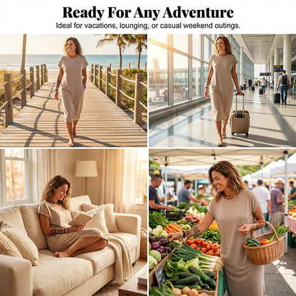 💐Women's T-Shirt Dress – Soft, Pockets, Effortless Midi