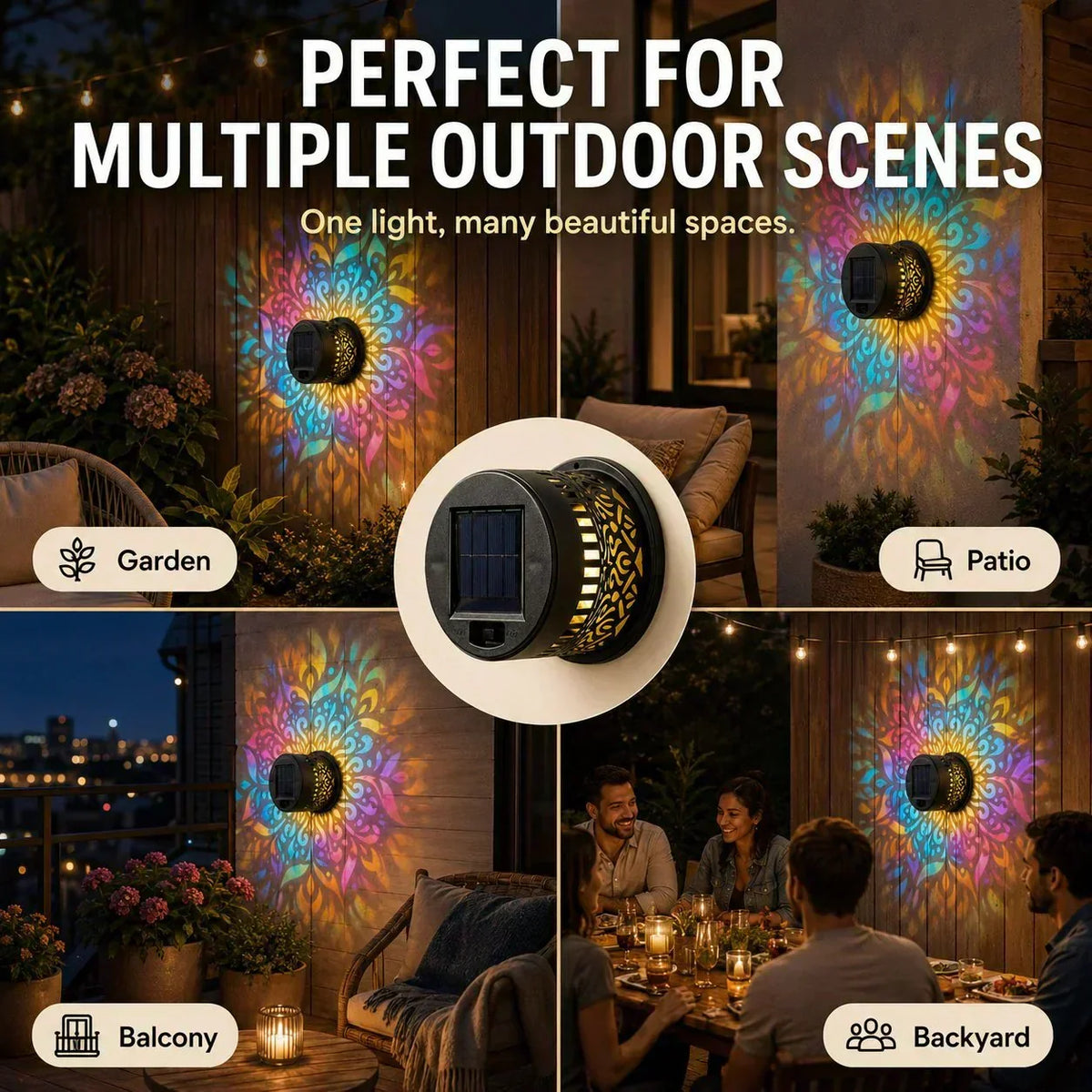 💐 50% OFF! Solar Mandala Light – Bohemian Garden Decor, Enchanting Pattern Projection 🌸🌀 【Limited Time】