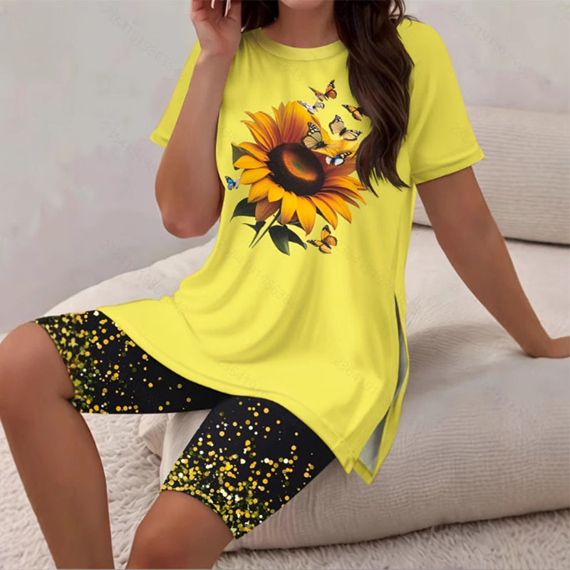 🌈✨ FLASH SALE 56% OFF! 👚 Women’s Printed Tunic Top & Shorts Set – Relaxed Fit, Side Slit Design & Bold All-Over Prints 🩳