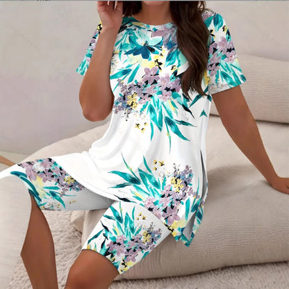 🌈✨ FLASH SALE 56% OFF! 👚 Women’s Printed Tunic Top & Shorts Set – Relaxed Fit, Side Slit Design & Bold All-Over Prints 🩳