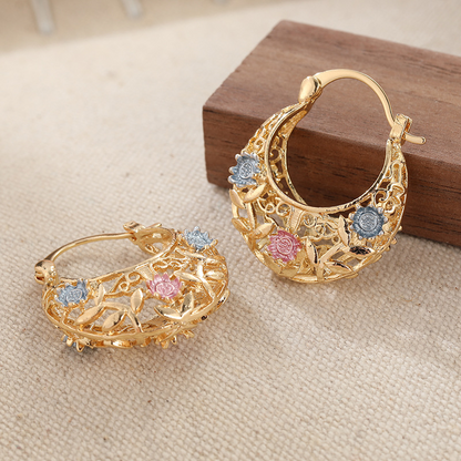 💛✨ Must‑Have! 🌙 Gold‑Plated Crescent Hoop Earrings with Enamel Flowers – Delicate floral charm & everyday elegance, ideal for gifting 🌸