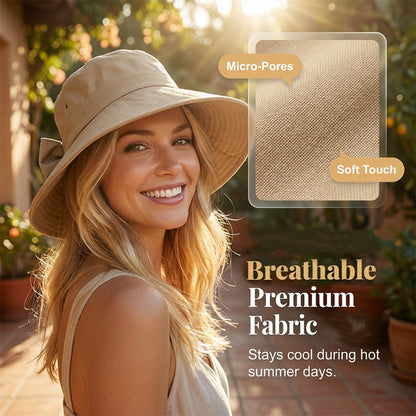 🔥 LIMITED TIME 50% OFF! 👒 Women's Bowknot Wide Brim Sun Hat ☀️ UV Protection Summer Beach Hat 🌴
