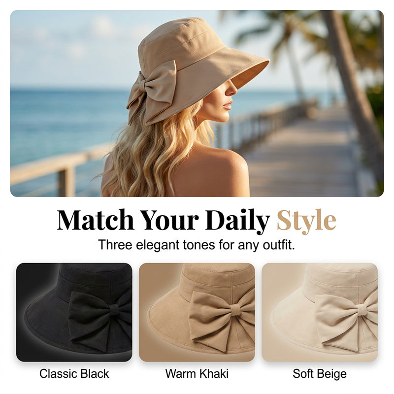🔥 LIMITED TIME 50% OFF! 👒 Women's Bowknot Wide Brim Sun Hat ☀️ UV Protection Summer Beach Hat 🌴