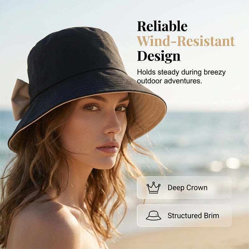 🔥 LIMITED TIME 50% OFF! 👒 Women's Bowknot Wide Brim Sun Hat ☀️ UV Protection Summer Beach Hat 🌴