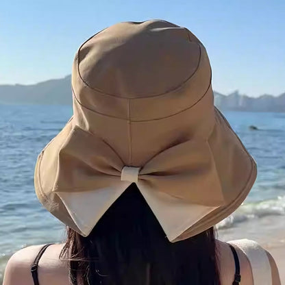 🔥 LIMITED TIME 50% OFF! 👒 Women's Bowknot Wide Brim Sun Hat ☀️ UV Protection Summer Beach Hat 🌴