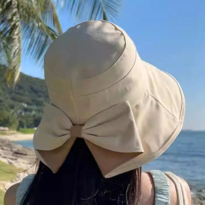 🔥 LIMITED TIME 50% OFF! 👒 Women's Bowknot Wide Brim Sun Hat ☀️ UV Protection Summer Beach Hat 🌴