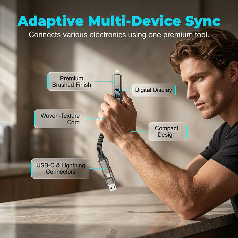 🚨 The Only Charging Cable You’ll Ever Need! 🔋4-in-1 Digital Display Keychain Charging Cable ⚡ Fast Charging, Portable & Multi-Device Compatible