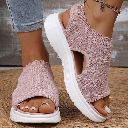 👡 50% OFF NOW! 💐 Women's Breathable Knit Platform Sandals – Air-permeable upper & cushioned sole – Lightweight, comfy – perfect for summer strolls or casual days ✨