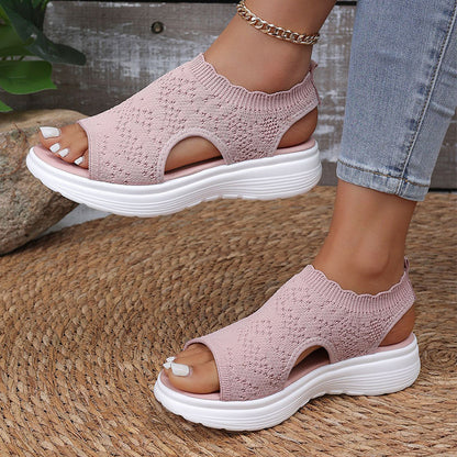 👡 50% OFF NOW! 💐 Women's Breathable Knit Platform Sandals – Air-permeable upper & cushioned sole – Lightweight, comfy – perfect for summer strolls or casual days ✨