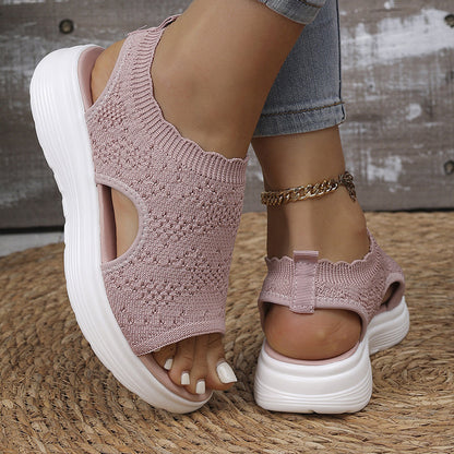 👡 50% OFF NOW! 💐 Women's Breathable Knit Platform Sandals – Air-permeable upper & cushioned sole – Lightweight, comfy – perfect for summer strolls or casual days ✨