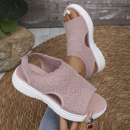 👡 50% OFF NOW! 💐 Women's Breathable Knit Platform Sandals – Air-permeable upper & cushioned sole – Lightweight, comfy – perfect for summer strolls or casual days ✨