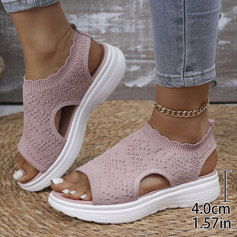 👡 50% OFF NOW! 💐 Women's Breathable Knit Platform Sandals – Air-permeable upper & cushioned sole – Lightweight, comfy – perfect for summer strolls or casual days ✨