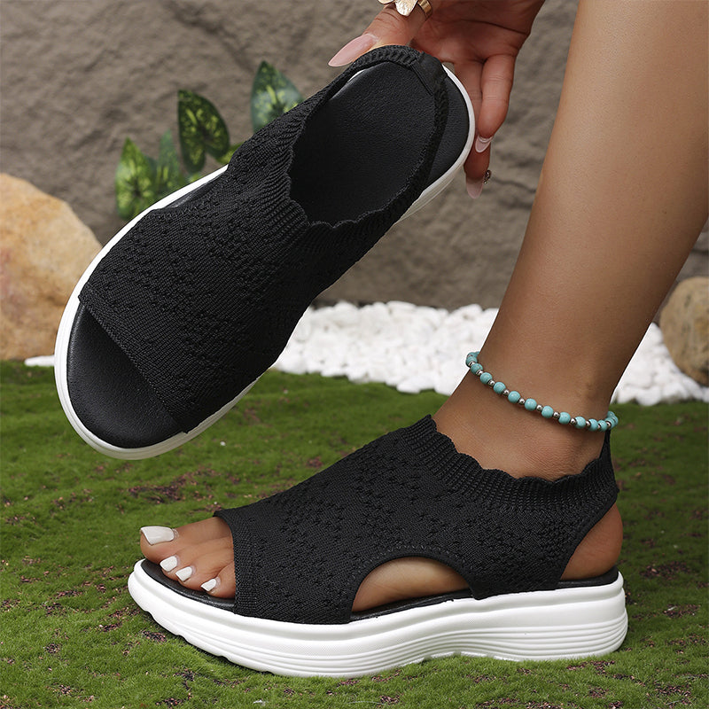 👡 50% OFF NOW! 💐 Women's Breathable Knit Platform Sandals – Air-permeable upper & cushioned sole – Lightweight, comfy – perfect for summer strolls or casual days ✨