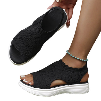 👡 50% OFF NOW! 💐 Women's Breathable Knit Platform Sandals – Air-permeable upper & cushioned sole – Lightweight, comfy – perfect for summer strolls or casual days ✨