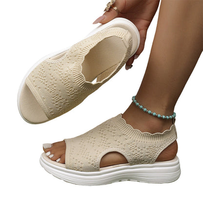 👡 50% OFF NOW! 💐 Women's Breathable Knit Platform Sandals – Air-permeable upper & cushioned sole – Lightweight, comfy – perfect for summer strolls or casual days ✨