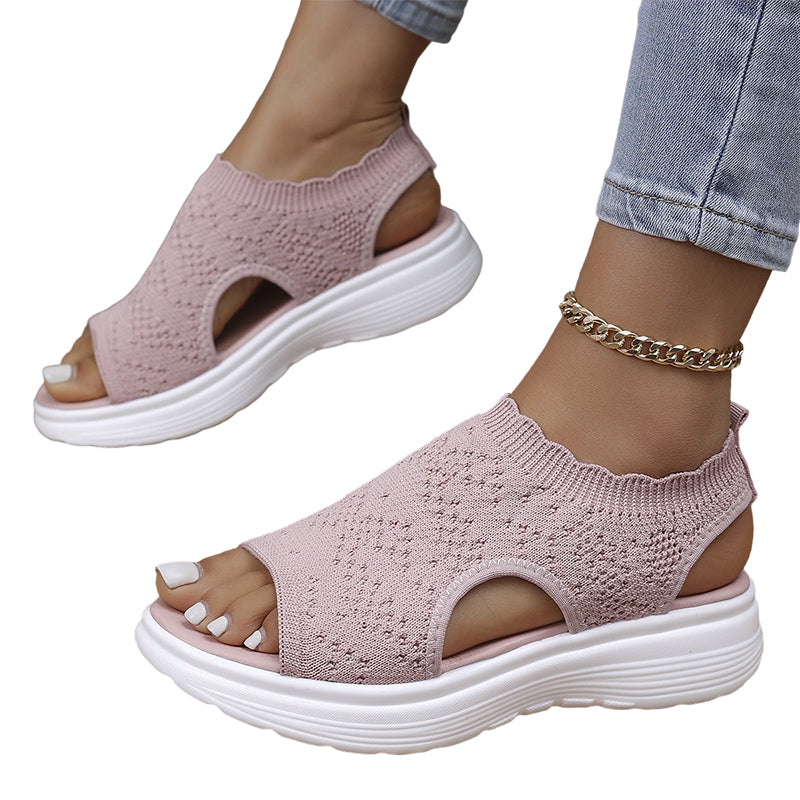 👡 50% OFF NOW! 💐 Women's Breathable Knit Platform Sandals – Air-permeable upper & cushioned sole – Lightweight, comfy – perfect for summer strolls or casual days ✨