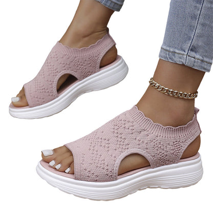 👡 50% OFF NOW! 💐 Women's Breathable Knit Platform Sandals – Air-permeable upper & cushioned sole – Lightweight, comfy – perfect for summer strolls or casual days ✨
