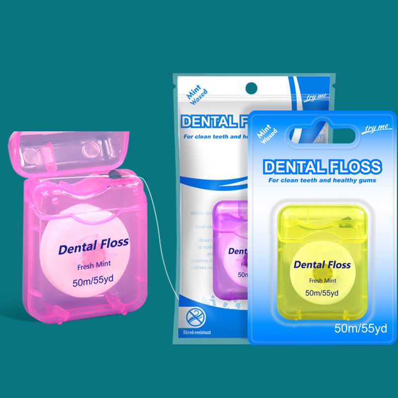 🔥 BUY 2 GET 1 FREE! 🦷 50m Mint Flavored Dental Floss 🌿 Fresh Breath & Effective Plaque Removal