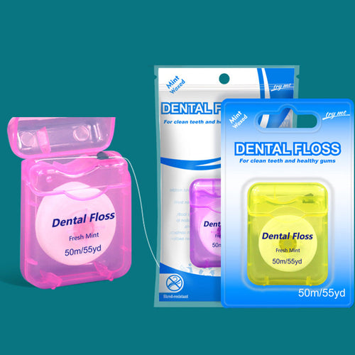 🔥 BUY 2 GET 1 FREE! 🦷 50m Mint Flavored Dental Floss 🌿 Fresh Breath & Effective Plaque Removal