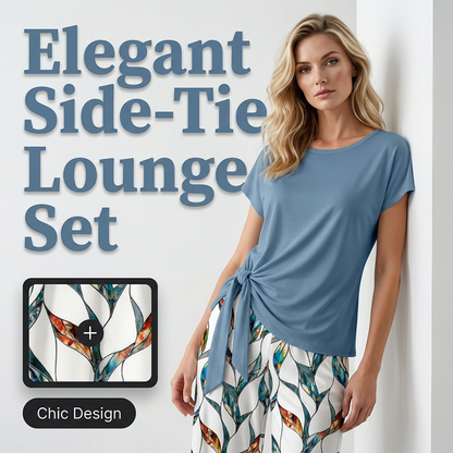 🔥 49% OFF NOW! 👗 Women's Side-Tie Top & Patterned Pants Set ✨ Effortless Style with a Unique Twist