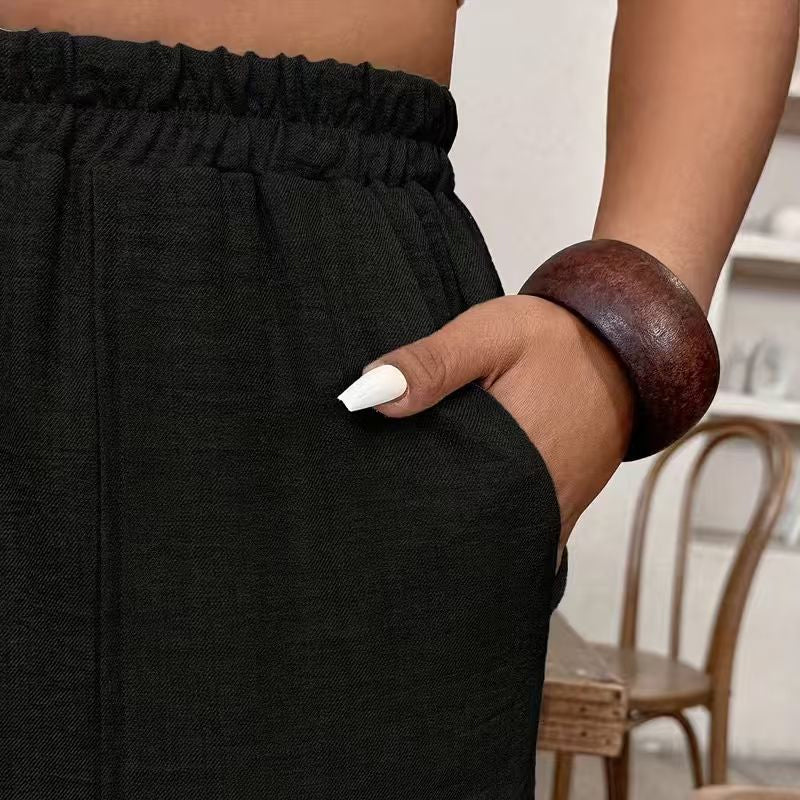 👖 50% OFF! ✨ Women's Cuffed Ankle Pants – Elastic Waist, Relaxed Fit, Patch Pockets 🌿