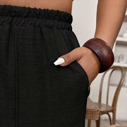 👖 50% OFF! ✨ Women's Cuffed Ankle Pants – Elastic Waist, Relaxed Fit, Patch Pockets 🌿