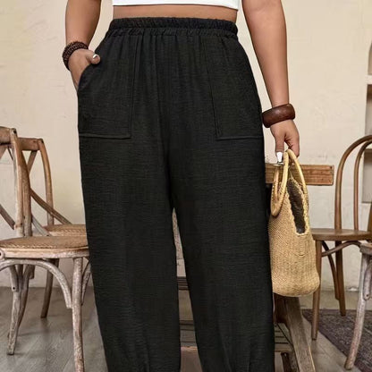 👖 50% OFF! ✨ Women's Cuffed Ankle Pants – Elastic Waist, Relaxed Fit, Patch Pockets 🌿
