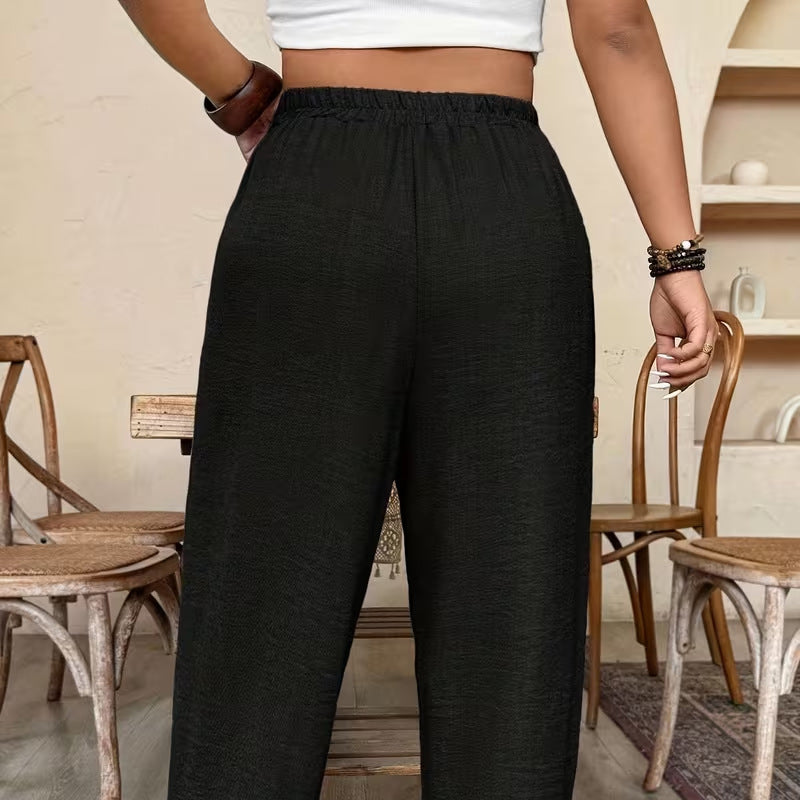👖 50% OFF! ✨ Women's Cuffed Ankle Pants – Elastic Waist, Relaxed Fit, Patch Pockets 🌿
