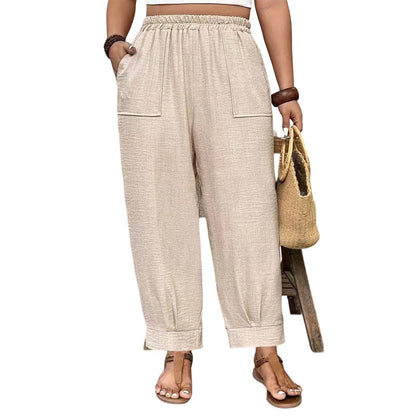 👖 50% OFF! ✨ Women's Cuffed Ankle Pants – Elastic Waist, Relaxed Fit, Patch Pockets 🌿