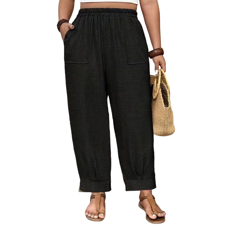👖 50% OFF! ✨ Women's Cuffed Ankle Pants – Elastic Waist, Relaxed Fit, Patch Pockets 🌿