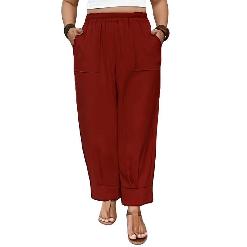 👖 50% OFF! ✨ Women's Cuffed Ankle Pants – Elastic Waist, Relaxed Fit, Patch Pockets 🌿