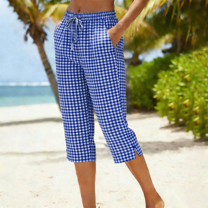 🔥 50% OFF TODAY! 👖 Women's Summer Plaid Capri Pants ✨ Lightweight, Breathable & Effortlessly Stylish