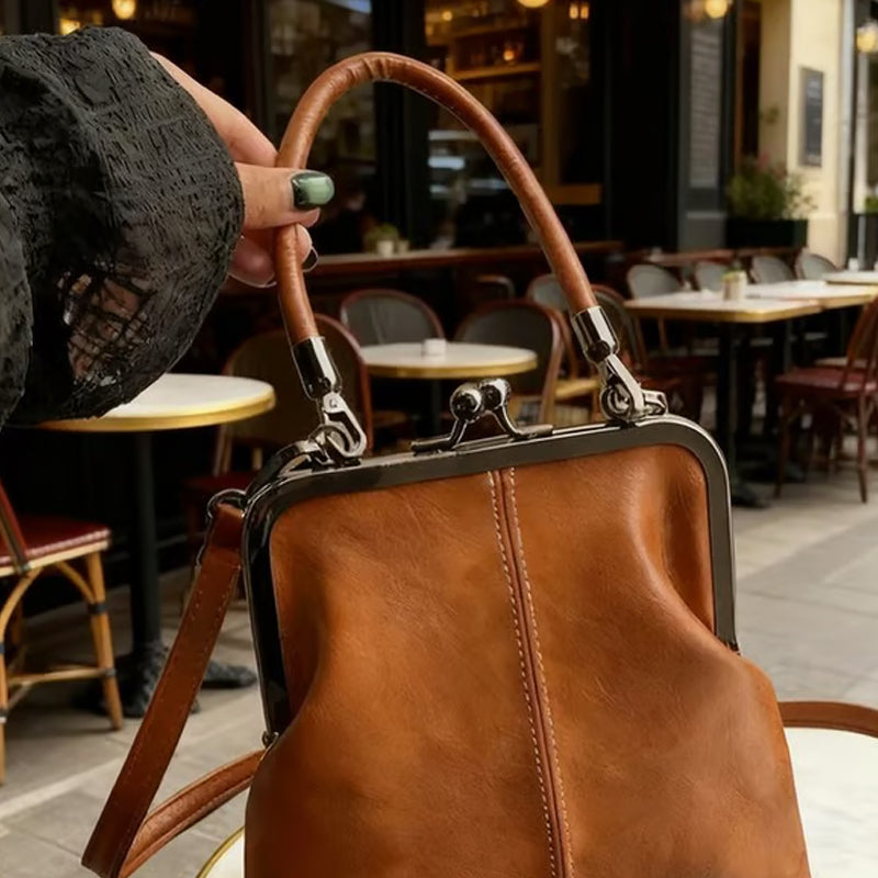 🔥 50% OFF TODAY! 👜 Women's Kiss Lock Crossbody Bag ✨ Elegant Vintage Style with Top Handle