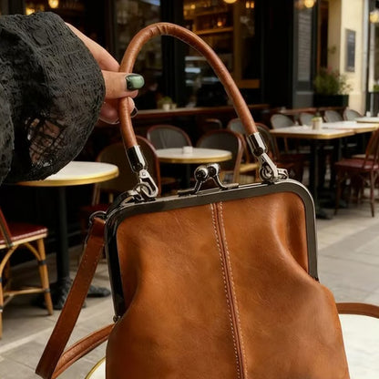 🔥 50% OFF TODAY! 👜 Women's Kiss Lock Crossbody Bag ✨ Elegant Vintage Style with Top Handle