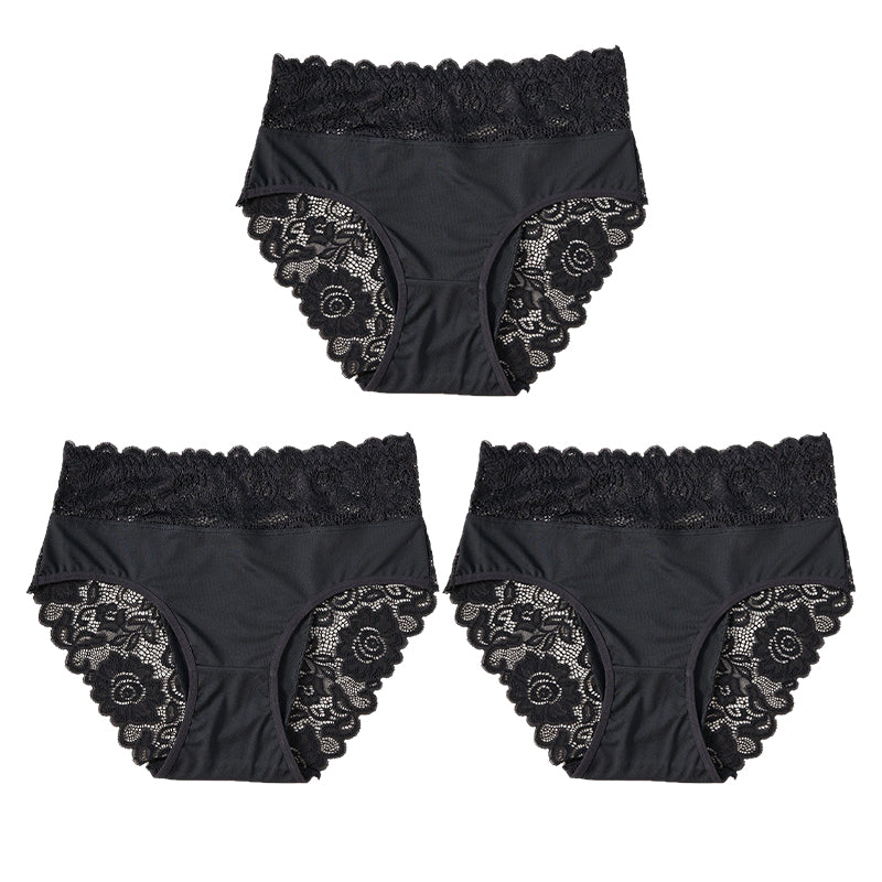 🌸 50% OFF NOW! 🌸Women's Elegant Lace Comfort Briefs | Premium Soft Breathable Knickers with High Elastic Waistband & Non-Irritating Floral Lace