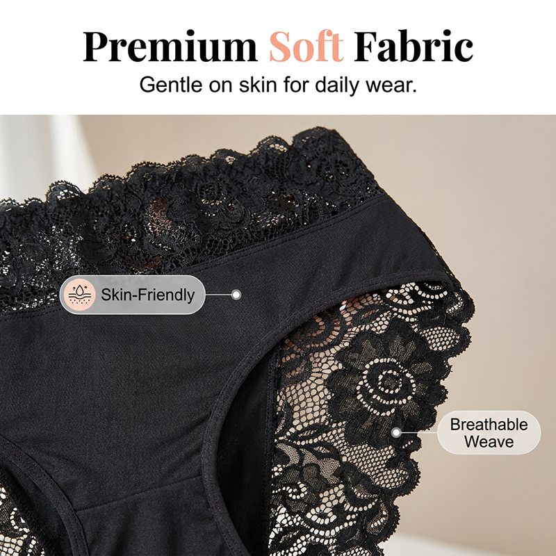 🌸 50% OFF NOW! 🌸Women's Elegant Lace Comfort Briefs | Premium Soft Breathable Knickers with High Elastic Waistband & Non-Irritating Floral Lace