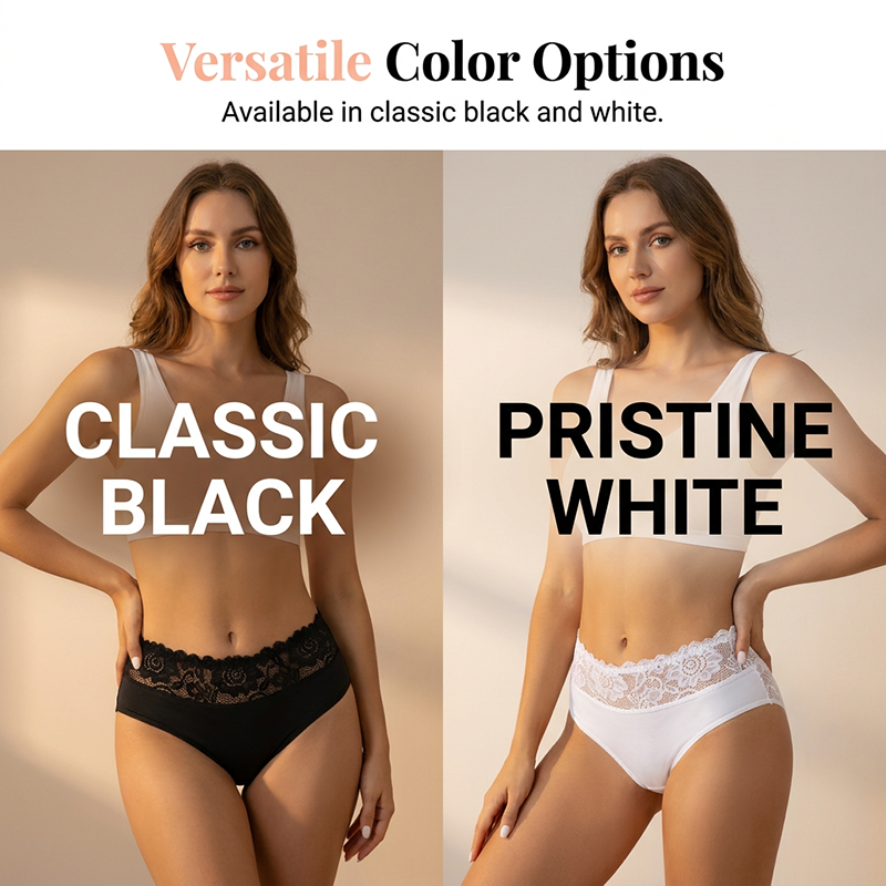 🌸 50% OFF NOW! 🌸Women's Elegant Lace Comfort Briefs | Premium Soft Breathable Knickers with High Elastic Waistband & Non-Irritating Floral Lace
