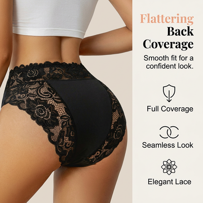 🌸 50% OFF NOW! 🌸Women's Elegant Lace Comfort Briefs | Premium Soft Breathable Knickers with High Elastic Waistband & Non-Irritating Floral Lace