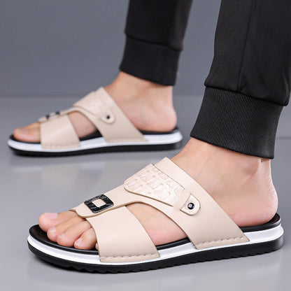 📢📢50% OFF !! ⏰Men's Faux Leather Slip-On Sandals