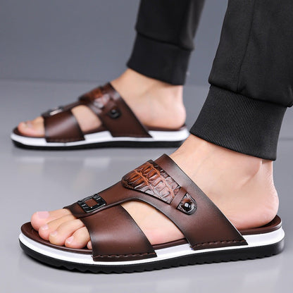 📢📢50% OFF !! ⏰Men's Faux Leather Slip-On Sandals