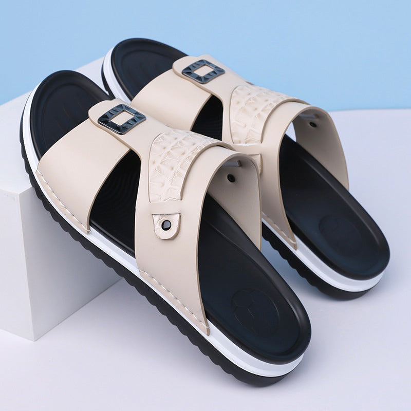 📢📢50% OFF !! ⏰Men's Faux Leather Slip-On Sandals
