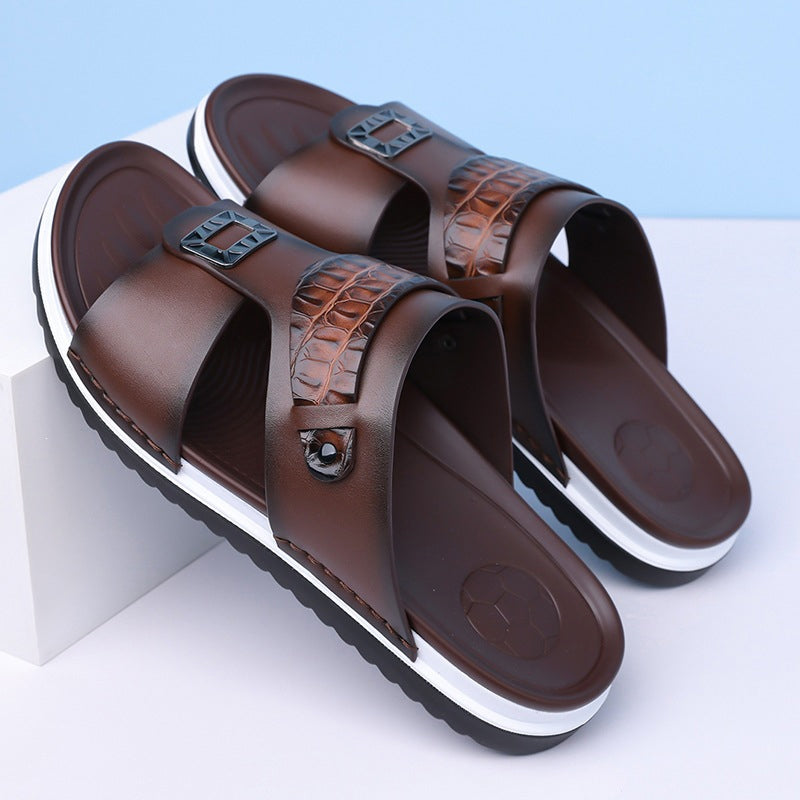 📢📢50% OFF !! ⏰Men's Faux Leather Slip-On Sandals
